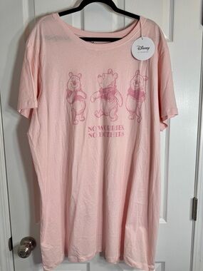 NWT Disney x Primark Winnie the Pooh Pink Nightie "No Worries No Bother" 2X.